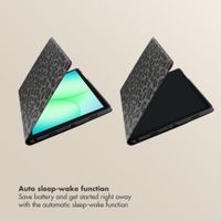 Selencia Sabi Bookcase with Leopard Print Samsung Galaxy Tab A11 Plus - Midnight Black