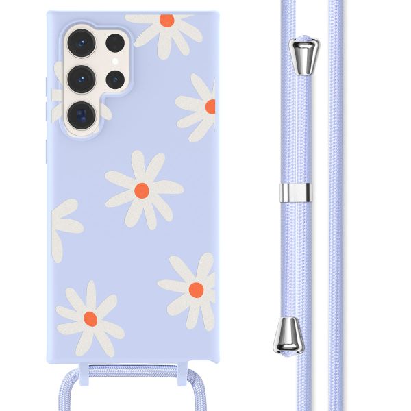 imoshion Siliconen design hoesje met koord Samsung Galaxy S23 Ultra - Lila Flower Distance