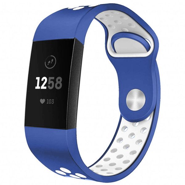 imoshion Siliconen sport bandje Fitbit Charge 3 / 4 - Blauw / Wit