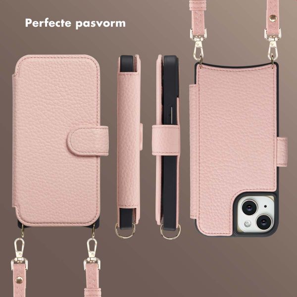 Selencia Riva Bookcase met MagSafe en Koord Apple iPhone 15 - Old Pink