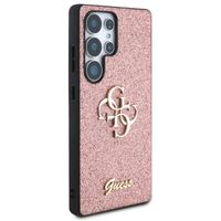 Guess 4G Metal Logo Glitter Backcover Samsung Galaxy S25 Ultra - Roze