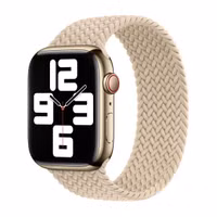 Apple Gevlochten solobandje Apple Watch | 44/45/46/49 mm - Maat 10 - Beige