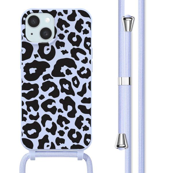 imoshion Siliconen design hoesje met koord iPhone 15 - Animal Lila