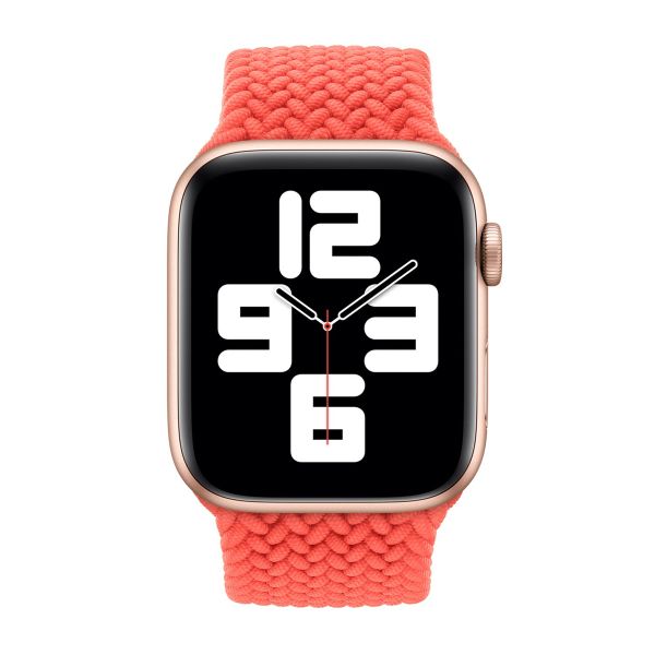 Apple Gevlochten solobandje Apple Watch | 44/45/46/49 mm - Maat 8 - Electric Orange