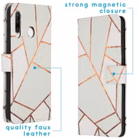 imoshion Design Softcase Bookcase Huawei P30 Lite - White Graphic