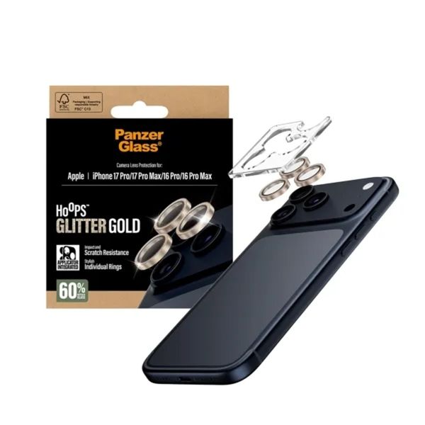 PanzerGlass Camera Protector Hoops Optic Rings voor de Apple iPhone 17 Pro / 17 Pro Max - Glitter Goud