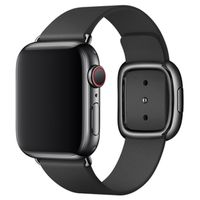 Apple Leather Band Modern Buckle Apple Watch Series 1 t/m 9 / SE (38/40/41 mm) | Series 10 / 11 (42 mm) - Maat M - Zwart