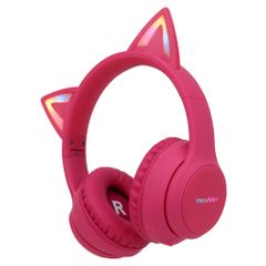 imoshion Draadloze Kinderkoptelefoon LED Light Cat Ear - Decibelbegrenzer - Met AUX kabel - Hot Pink