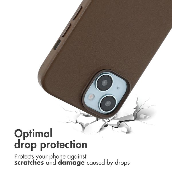 Accezz Leather Back Cover with MagSafe Apple iPhone 15 - Coffee Brown