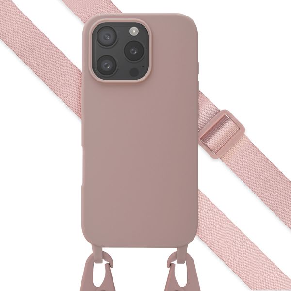 Selencia Siliconen hoesje met afneembaar koord iPhone 16 Pro - Sand Pink