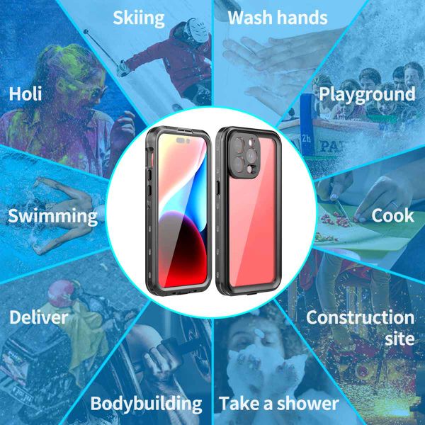 Redpepper Dot Plus Waterproof Backcover Apple iPhone 15 Pro Max - Zwart