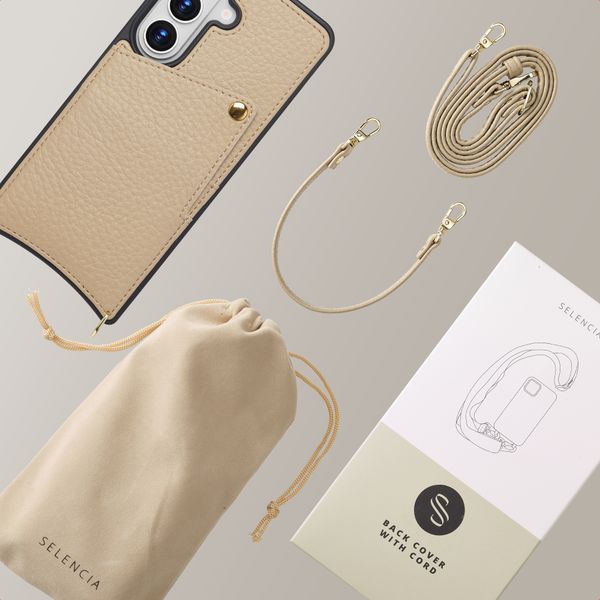Selencia Nova Phone Case with Cord and Card Holder Samsung Galaxy S26 - Beige