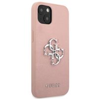 Guess 4G Metal Logo Saffiano Backcover Apple iPhone 13 Mini - Roze