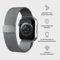 Burga Milanees bandje Apple Watch Series 1 t/m 10 / SE / Ultra (2) (44/45/46/49 mm) - Zilver