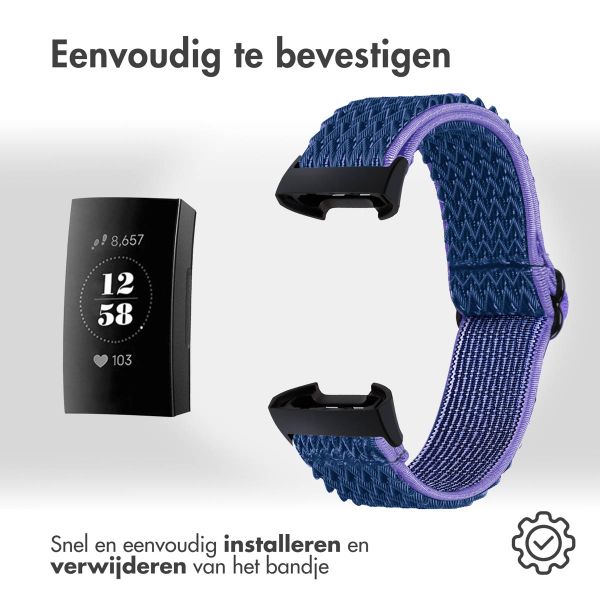 imoshion Elastisch nylon bandje Fitbit Charge 3 / 4 - Donkerblauw