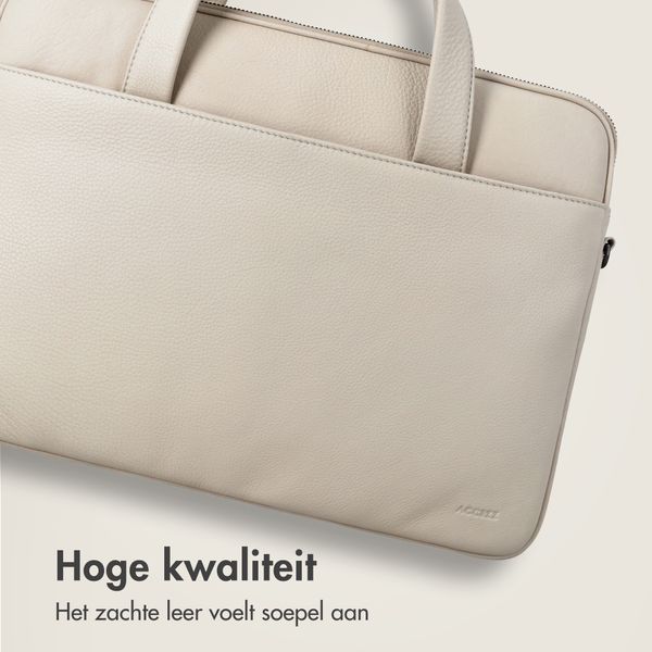 Accezz Leather Laptoptas 16 inch - Beige