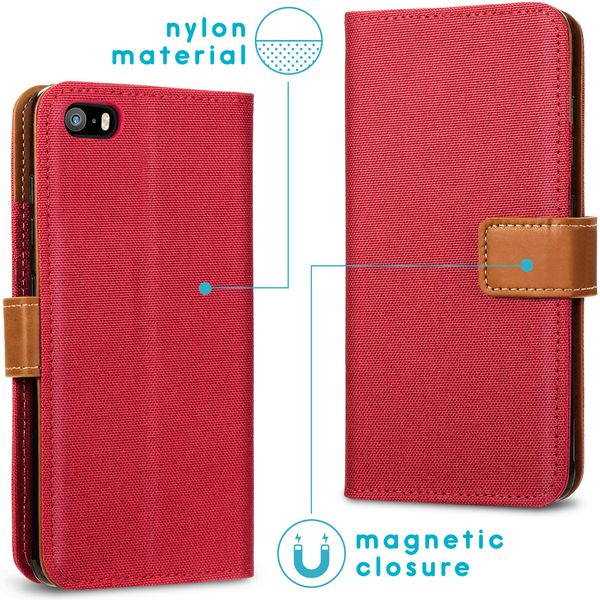 imoshion Luxe Canvas Bookcase iPhone SE / 5 / 5s - Rood