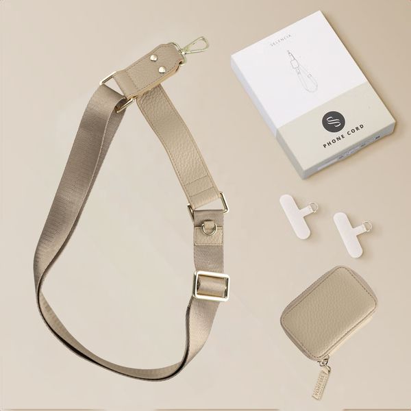 Selencia Telefoonkoord met Klein Tasje - Beige
