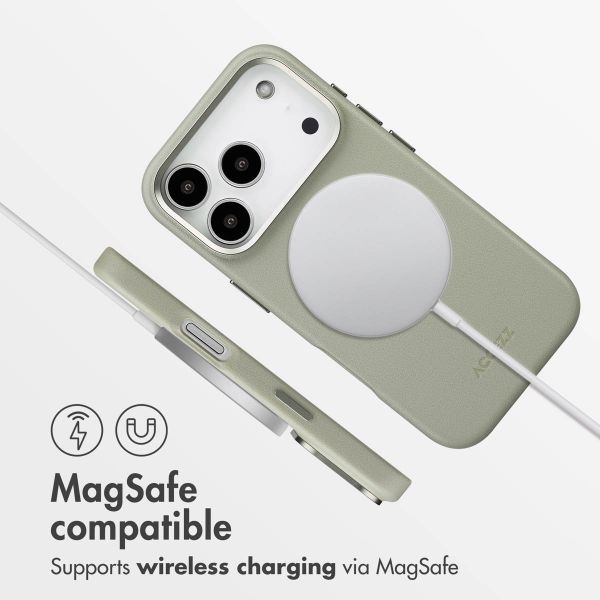 Accezz Leather Back Cover with MagSafe Apple iPhone 17 Pro - Light Grey
