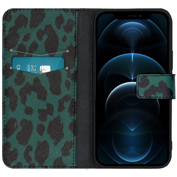 imoshion Design Softcase Bookcase iPhone 12 (Pro) - Green Leopard