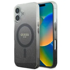Guess MagSafe IML Glitter Gradient Case Apple iPhone 16 - Zwart