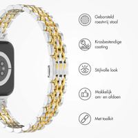 Selencia Slim Steel Jubilee Inspired schakelbandje Apple Watch Series 1 t/m 9 / SE (38/40/41 mm) | Series 10 (42 mm) - Zilver & Goud