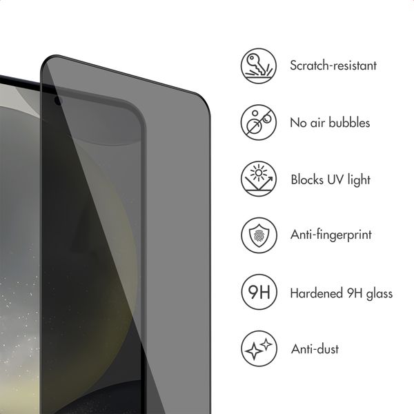 Accezz Privacy Tempered Glass Screen Protector + Applicator Samsung Galaxy S25 / S24