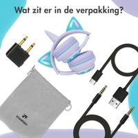 imoshion Kids Unicorn LED Light Bluetooth Headphones - Kinder koptelefoon met decibelbegrenzer - Draadloze koptelefoon + AUX kabel - Lavender Lilac / Soft Blue