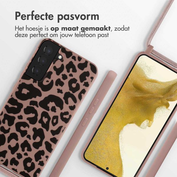 imoshion Siliconen design hoesje met koord Samsung Galaxy S22 Plus - Animal Pink