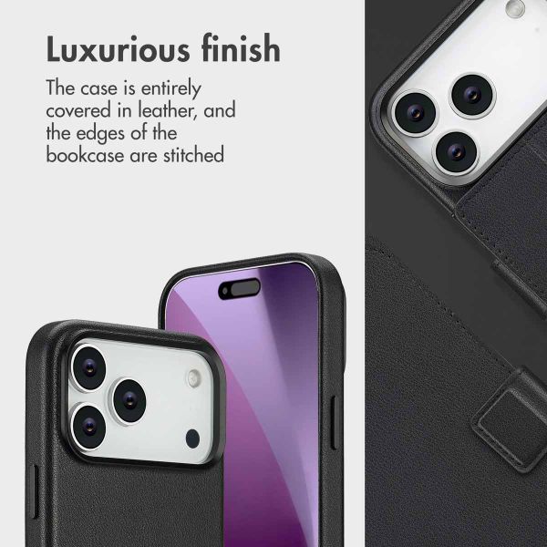 Accezz 2-in-1 Leather Bookcase with MagSafe Apple iPhone 17 - Onyx Black