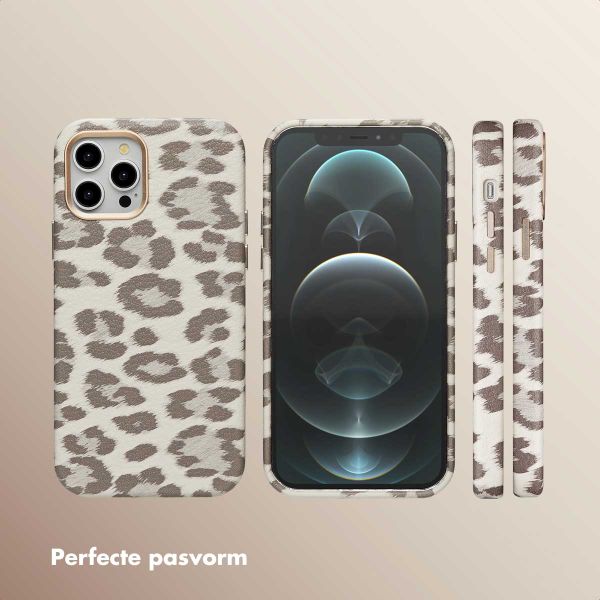 Selencia Sabi Backcover Panterprint met MagSafe Apple iPhone 12 (Pro) - Soft Ivory