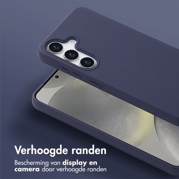 Selencia Siliconen hoesje met afneembaar koord Samsung Galaxy S25 - Donkerblauw