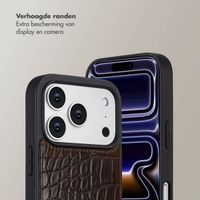 Selencia Nova Croco Telefoonhoes met Koord en Pashouder Apple iPhone 17 Pro - Choco Brown