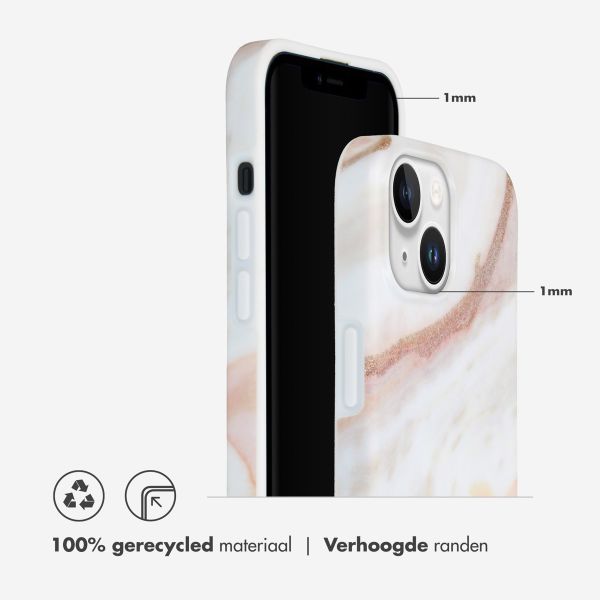 Selencia Aurora Fashion Backcover iPhone 15 - Duurzaam hoesje - 100% gerecycled - Wit Marmer