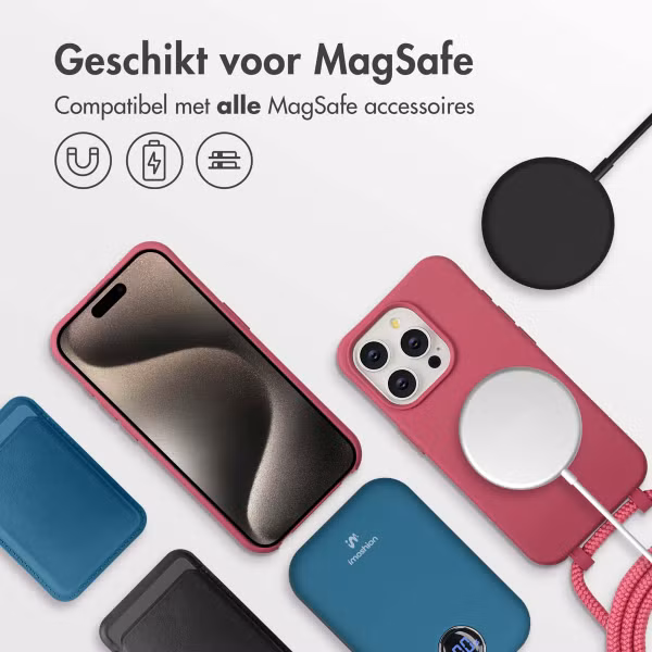 imoshion Color Backcover met afneembaar koord MagSafe Apple iPhone 15 Pro - Raspberry