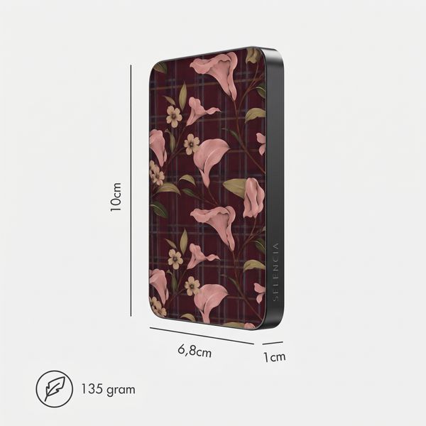 Selencia Vivid Powerbank 5.000 mAh - Draadloze Powerbank - MagSafe en Qi - Black / Autumn Muse