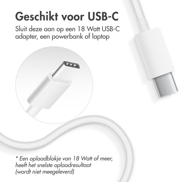 Accezz Wireless Charger USB-C - MagSafe en Qi2 Draadloze Oplader - 1 meter - Wit