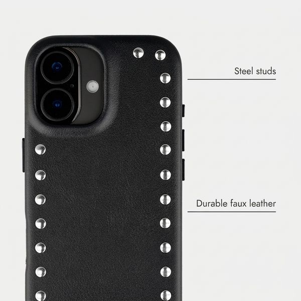 Selencia Studs Back Cover with MagSafe Apple iPhone 16 - Velvet Black