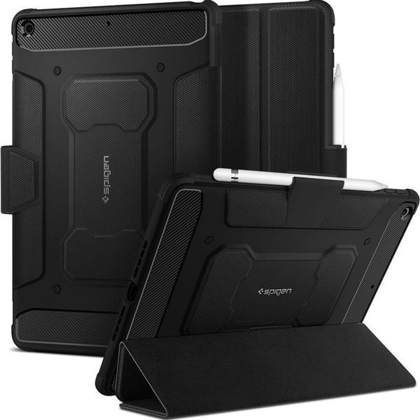 Spigen Rugged Armor Pro Bookcase Apple iPad 9 (2021) 10.2 inch / iPad 8 (2020) 10.2 inch / iPad 7 (2019) 10.2 inch - Zwart