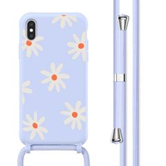 imoshion Siliconen design hoesje met koord Apple iPhone X / Xs - Lila Flower Distance