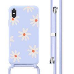 imoshion Siliconen design hoesje met koord iPhone X / Xs - Lila Flower Distance