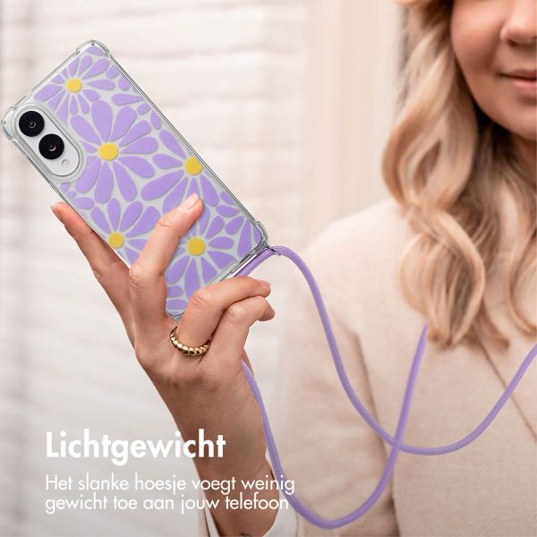 imoshion Design hoesje met koord Samsung Galaxy S25 Edge - Tropical Violet Flowers Connect