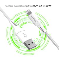 imoshion Lightning naar USB kabel - Non-MFi - Gevlochten textiel - 0,5 meter - Wit