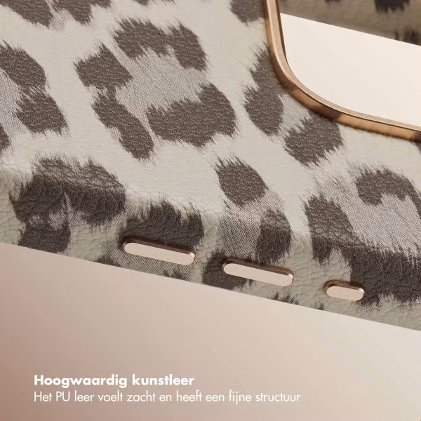 Selencia Sabi Backcover Panterprint met MagSafe Apple iPhone 16 Pro - Soft Ivory