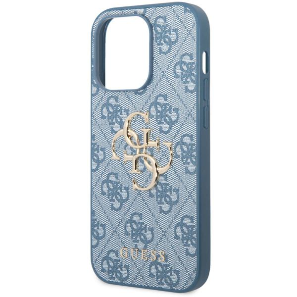 Guess 4G Metal Logo Backcover iPhone 14 Pro - Blauw