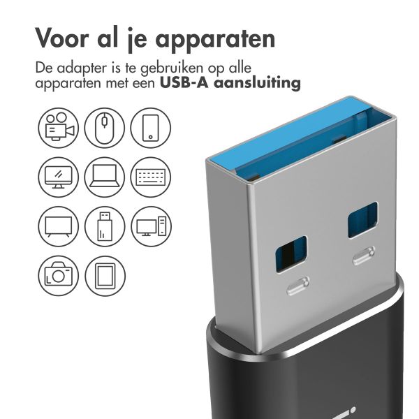 imoshion 2x USB-A 3.1 (male) naar USB-C (female) Adapter - OTG - Zwart