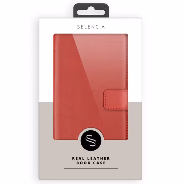 Selencia Echt Lederen Bookcase Samsung Galaxy A34 (5G) - Rood