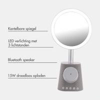 imoshion Make-up Spiegel met Bluetooth Speaker en Draadloze Oplader - Zilver