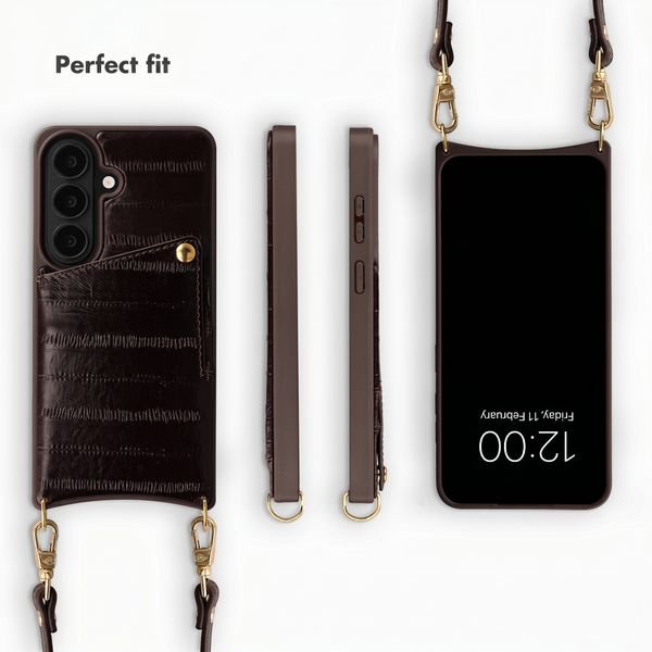 Selencia Nova Real Leather Back Cover with Card Holder Samsung Galaxy S26 - Dark Chocolate