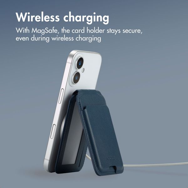 Accezz Leather Wallet with Stand - Compatible with MagSafe and Qi2 - Nightfall Blue